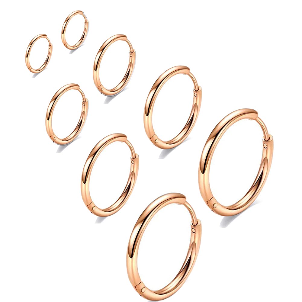 Hypoallergenic 316L Surgical Stainless Steel Huggie Hoop Earrings - 6mm 8mm 10mm 11mm 12mm 14mm Cartilage Helix Lobes Hinged Sleeper Earrings for Men & Women | Perfect for Daily Wear, Work, Parties & Gifts