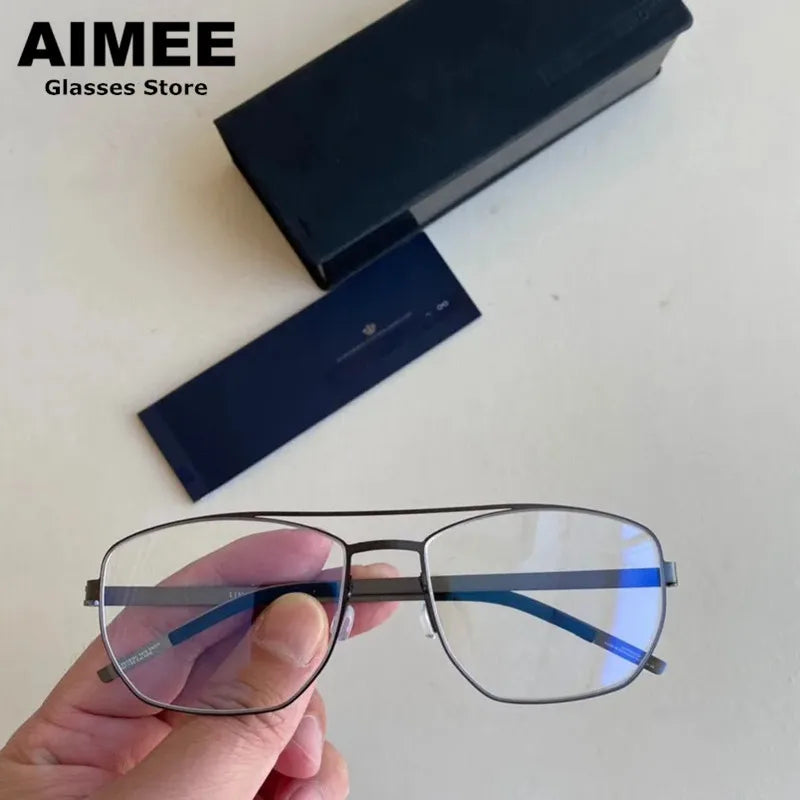 Aimee 9618 Unisex Full Rim Square Double Bridge Titanium Eyeglasses - Lightweight Durable Frames for Work, Reading & Fashion | Men & Women's Stylish Eyewear