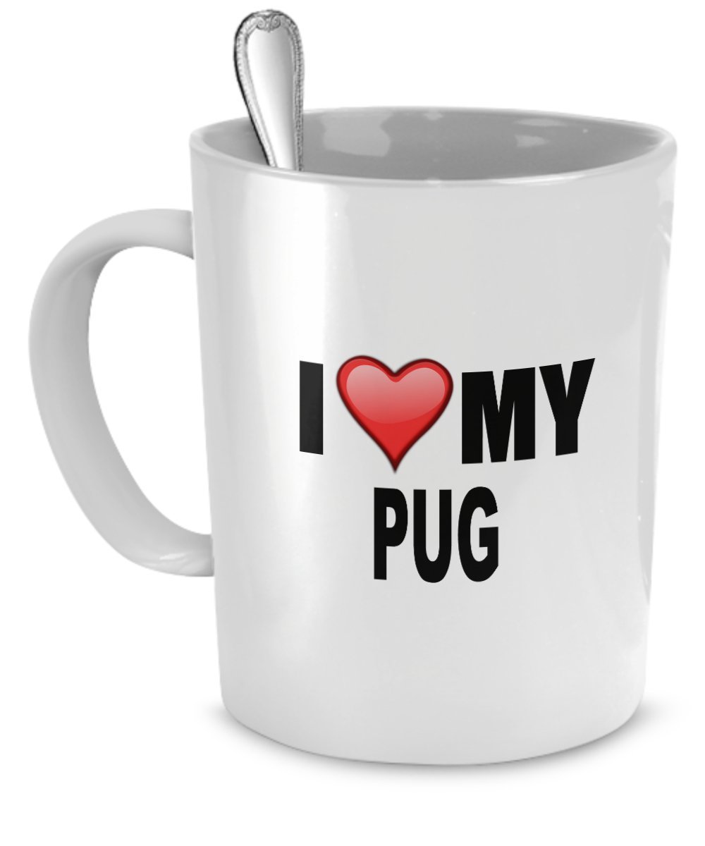 Pug Lover Coffee Mug - 'I Love My Pug' Ceramic Cup - Perfect Gift for Dog Lovers - Dishwasher & Microwave Safe - Great for Morning Coffee, Office Use & Pug-Themed Parties