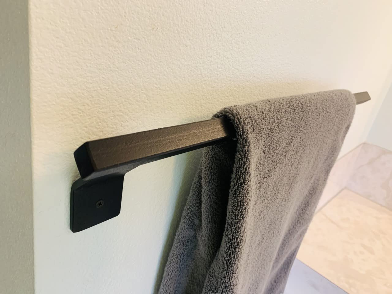 Stainless Steel Towel Bar 3/4 Inch (44 Inches, Black) - Heavy Duty Bathroom Towel Rack for Modern Homes, Hotels & Spa Decor