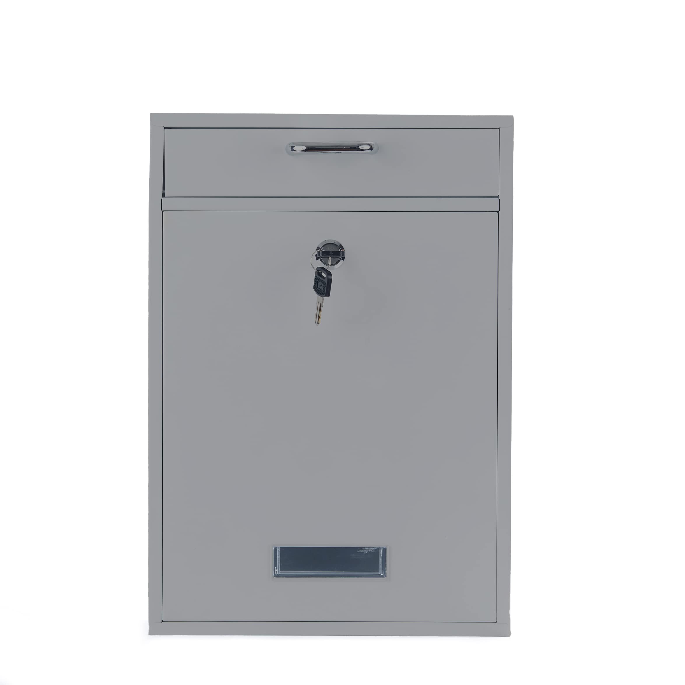 Wall Mounted Locking Vertical Dropbox Mailbox - Heavy Duty Galvanized Steel, Secure Mail Collection (Light Gray) | Ideal for Homes, Apartments & Offices | Weatherproof & Anti-Theft Design