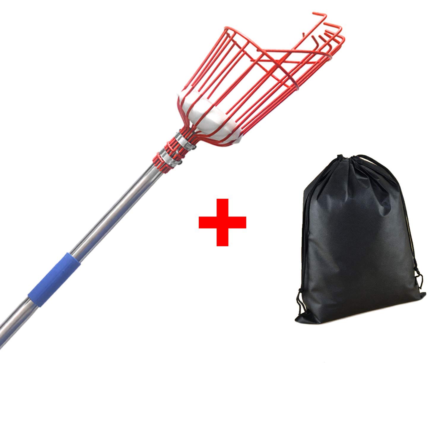 DIIG 10 Foot Fruit Picker Tool with Stainless Steel Pole - Harvesting Equipment for Apples, Oranges, Mangoes, Avocados & More - Perfect for Home Garden, Orchard and Backyard Fruit Picking