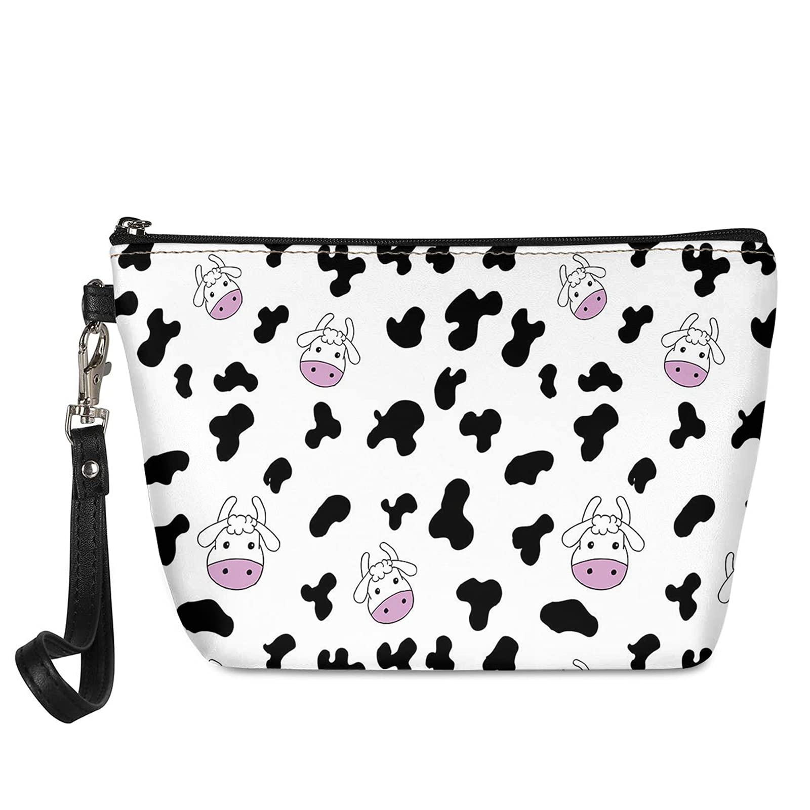 PAYON Cute Cow Print Women's Cosmetic Bag - PU Leather Makeup Pouch & Toiletry Organizer for Travel, Gym, and Daily Use - Perfect Gift for Cow Lovers