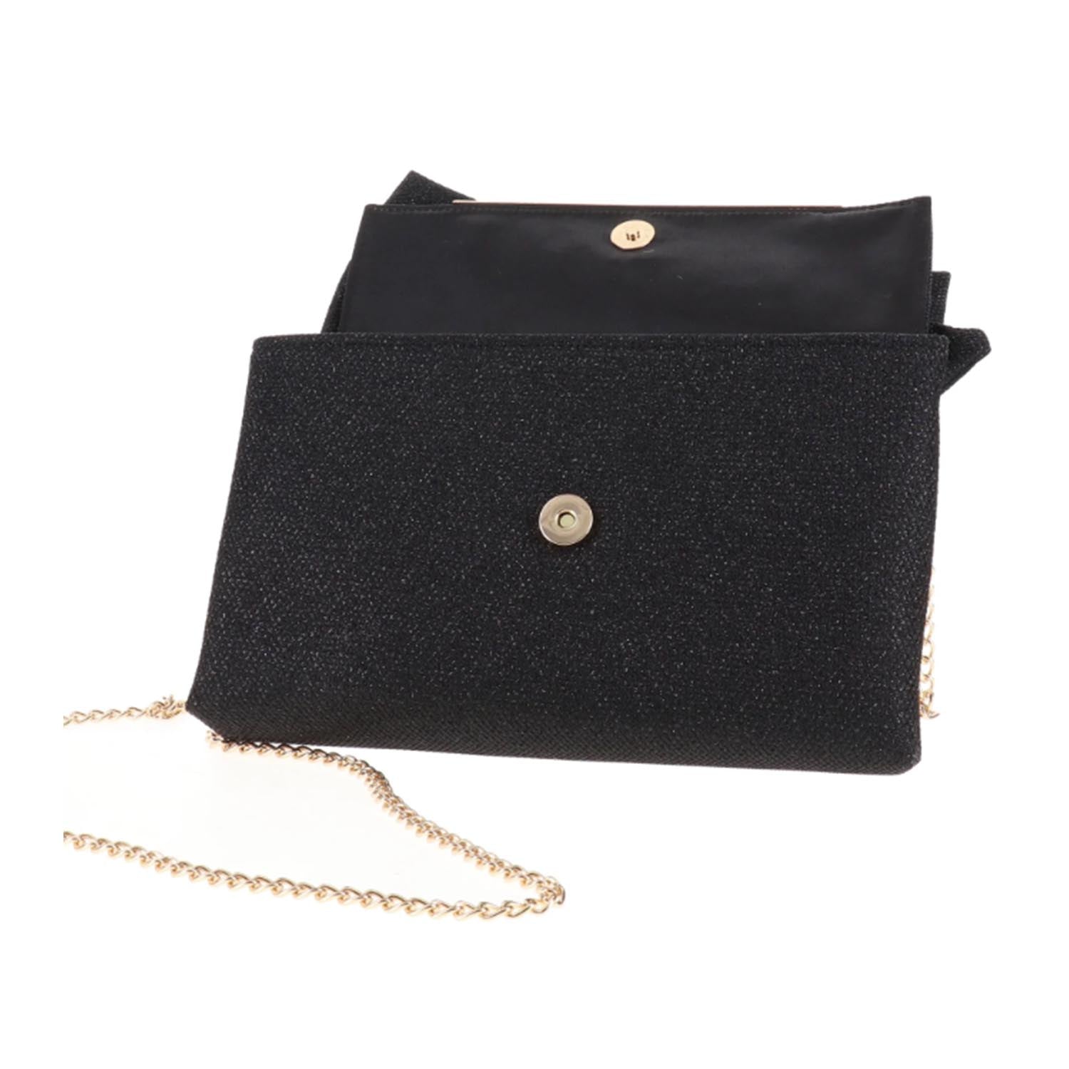 Badgley Mischka Women's Isabella Knotted Envelope Clutch Purse - Black Evening Bag for Parties, Weddings & Special Occasions