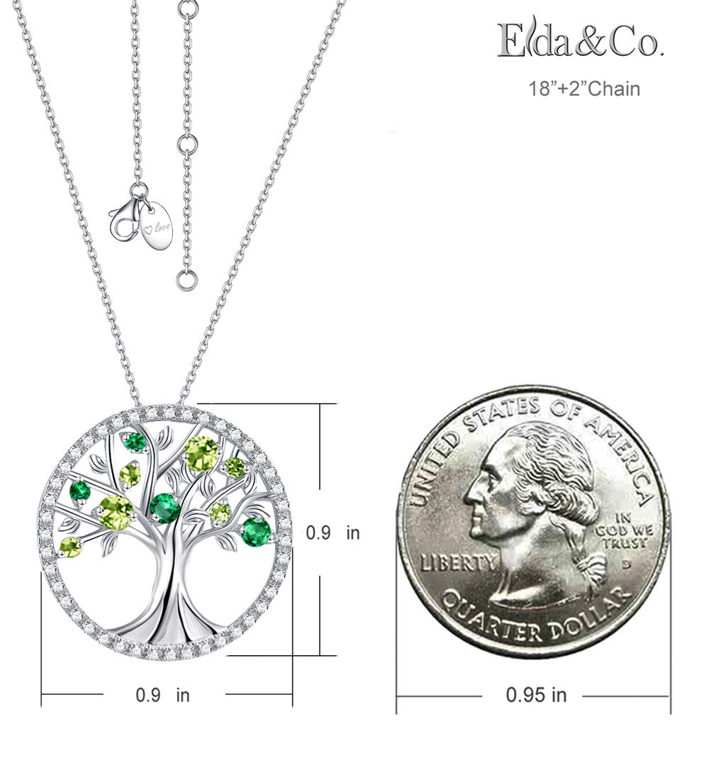 Tree of Life Necklace - 925 Sterling Silver Birthstone Jewelry for Women with Simulated Diamond & Emerald | Perfect Birthday Gift for Wife, Mom, Her | April & May Birthstones | Ideal for Weddings, Anniversaries & Special Occasions