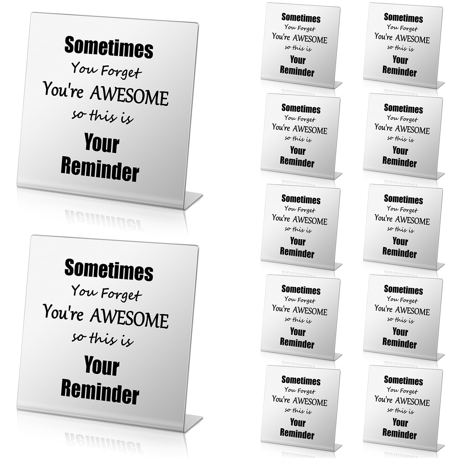 12 Pcs Motivational Plaque Gifts for Teachers, Nurses, Graduation - Silver