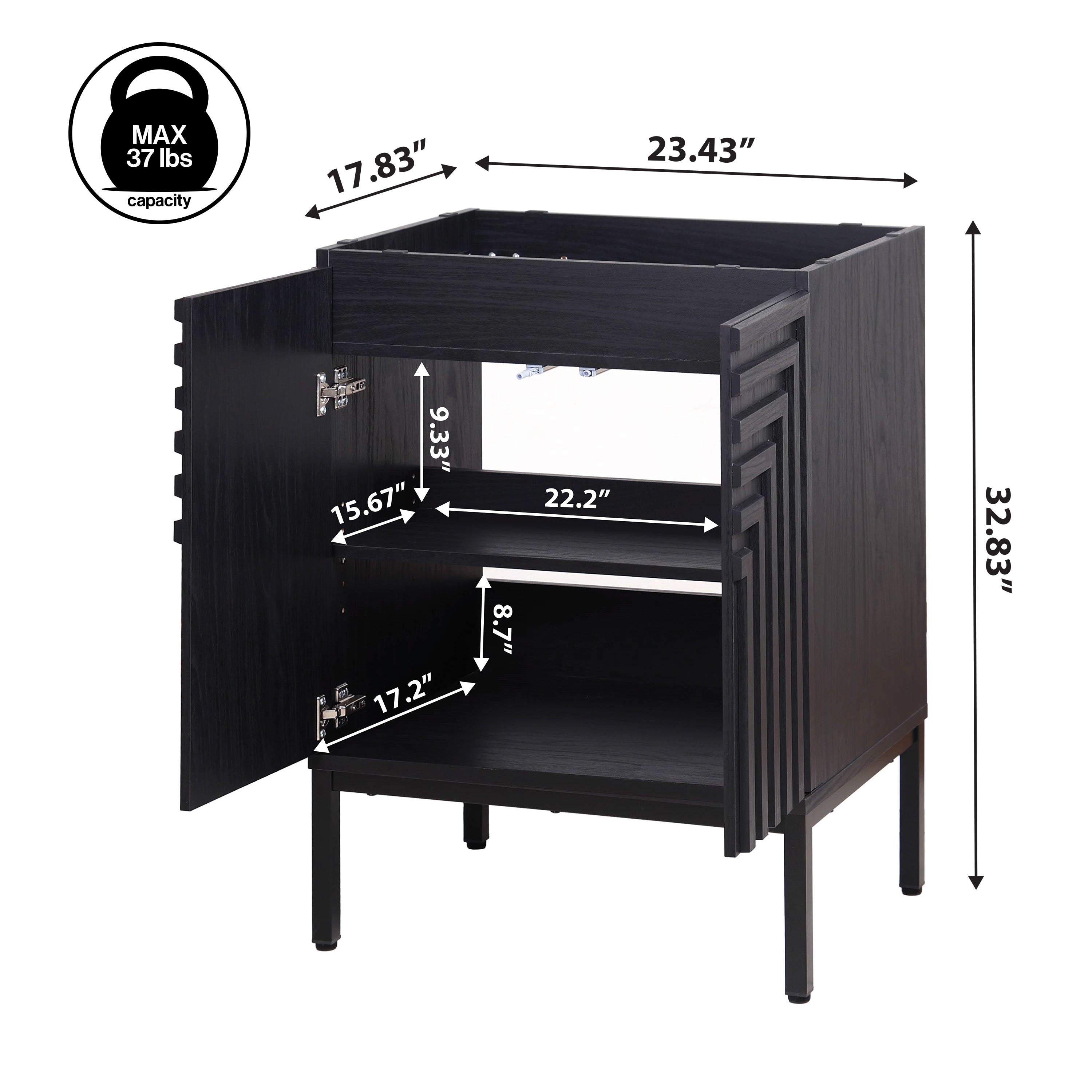 Modern Geometric 2-Shelf Bathroom Vanity Cabinet - Transitional Style, No Sink Included | Perfect for Small Bathrooms & Powder Rooms, Space-Saving Storage Solution