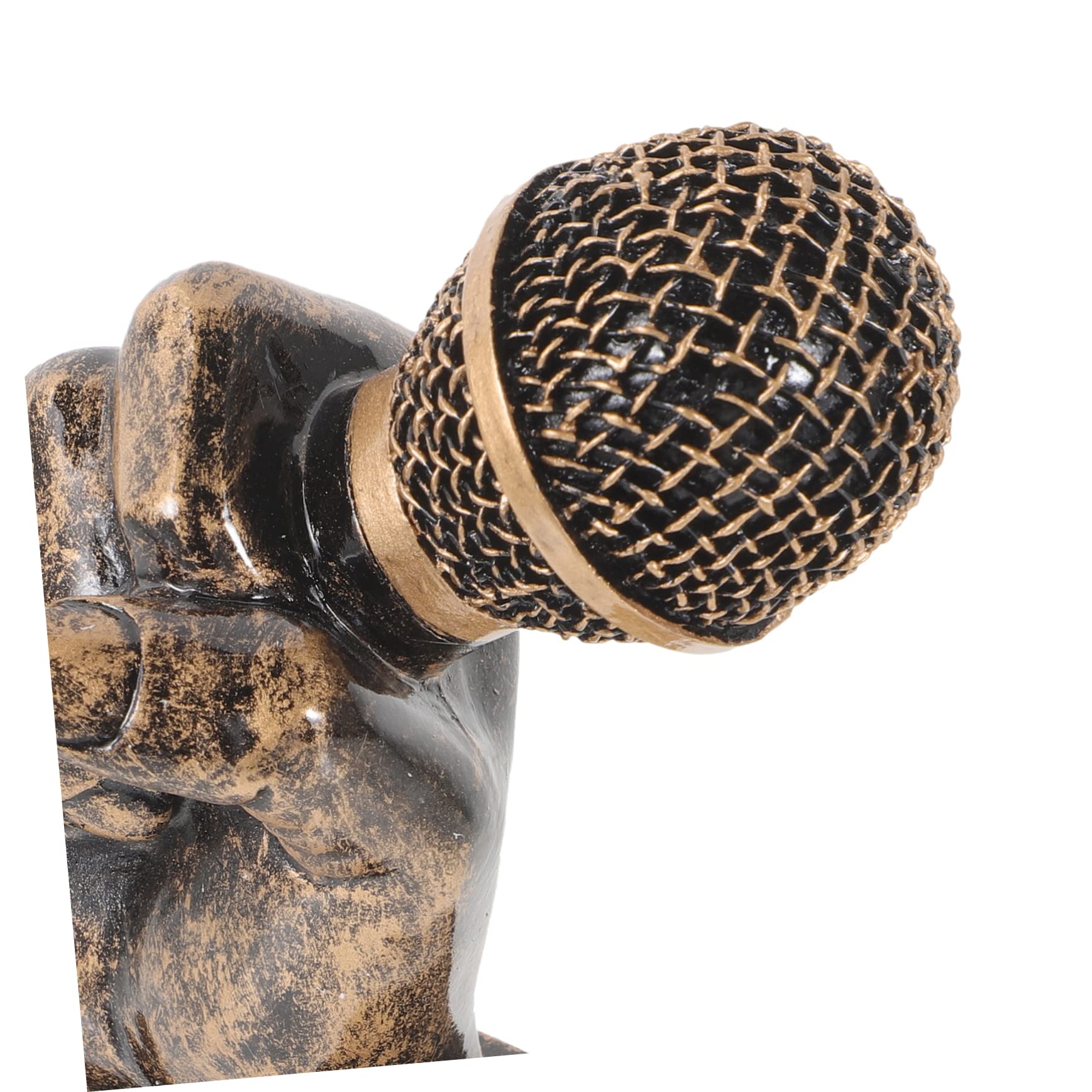 WESIEVYA 4-Piece Antique Microphone Trophy Set - Gold Music Award Statues, Resin Decor for Singing Competition, Karaoke Party & Office Awards - Funny Microfono Trophies for DJs, Musicians & Music Lovers