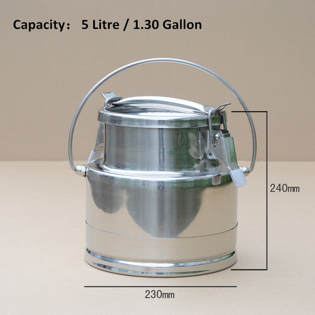 Rhegeneshop 25L Stainless Steel Milk Can Wine Pail Boiler Tote Jug with Lid - Perfect for Home Brewing, Farm Use & Commercial Food Storage