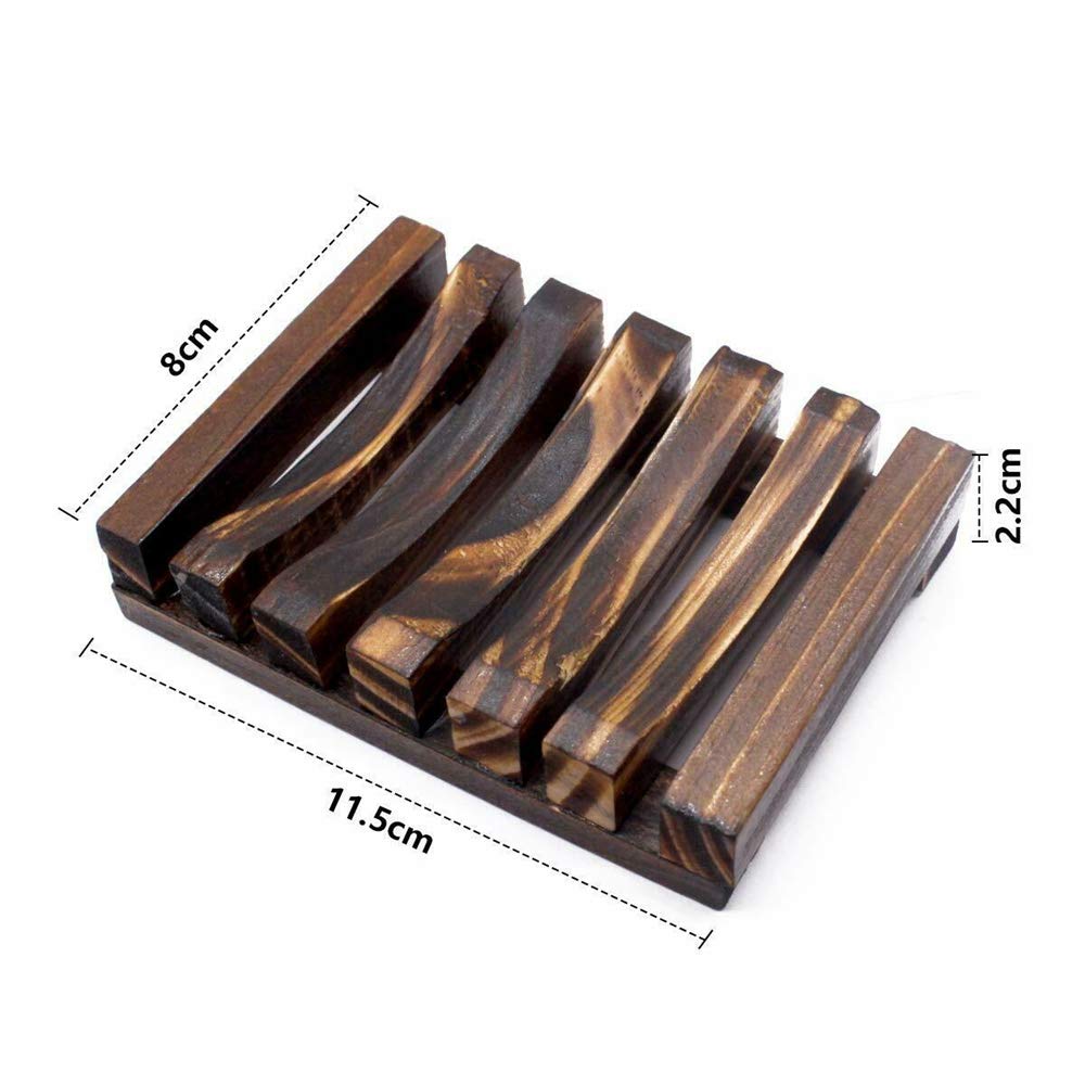 Vintage Charcoal Wooden Soap Dish - Natural Bathroom Soap Holder with Drainage, Eco-Friendly Soap Saver Tray for Shower, Sink Counter & Vanity Organizer