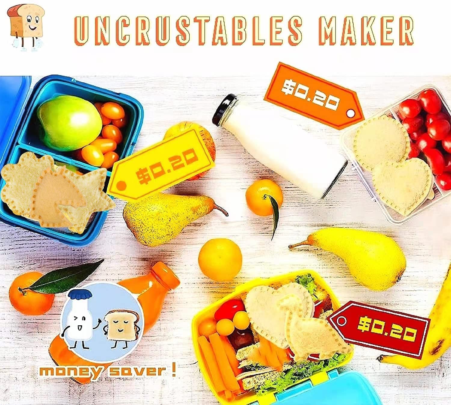 Uncrustables Sandwich Maker Kit - 24pc Sandwich Cutter & Sealer Set for Kids | Crustless Bread Cookie Cutters | Perfect for School Lunch Boxes, Bento Boxes & Homemade Snacks