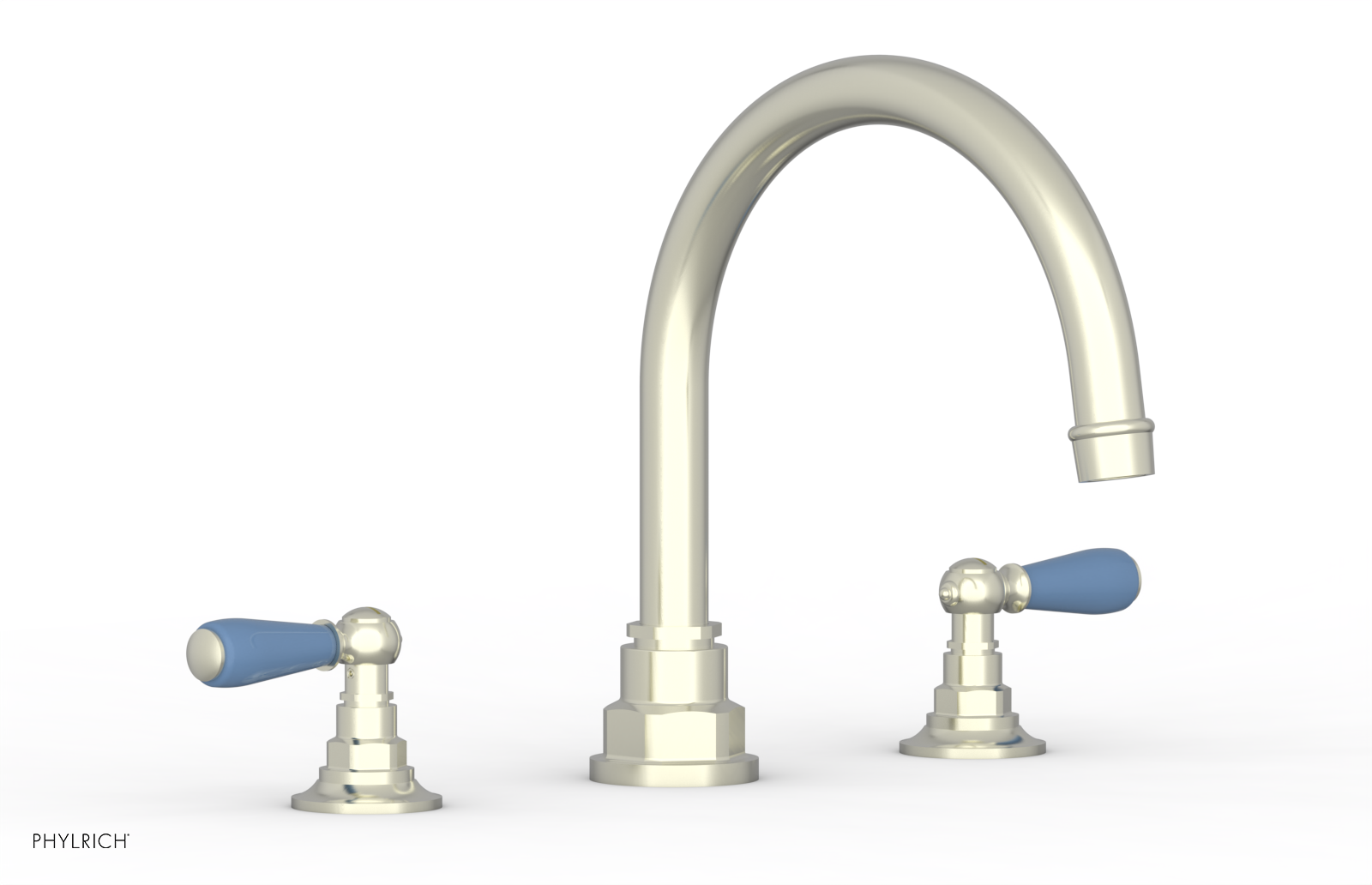 Jamestown Deck Tub Set with Lever Handles - Light Blue Accented Bathroom Fixtures for Outdoor & Indoor Use - 165.41