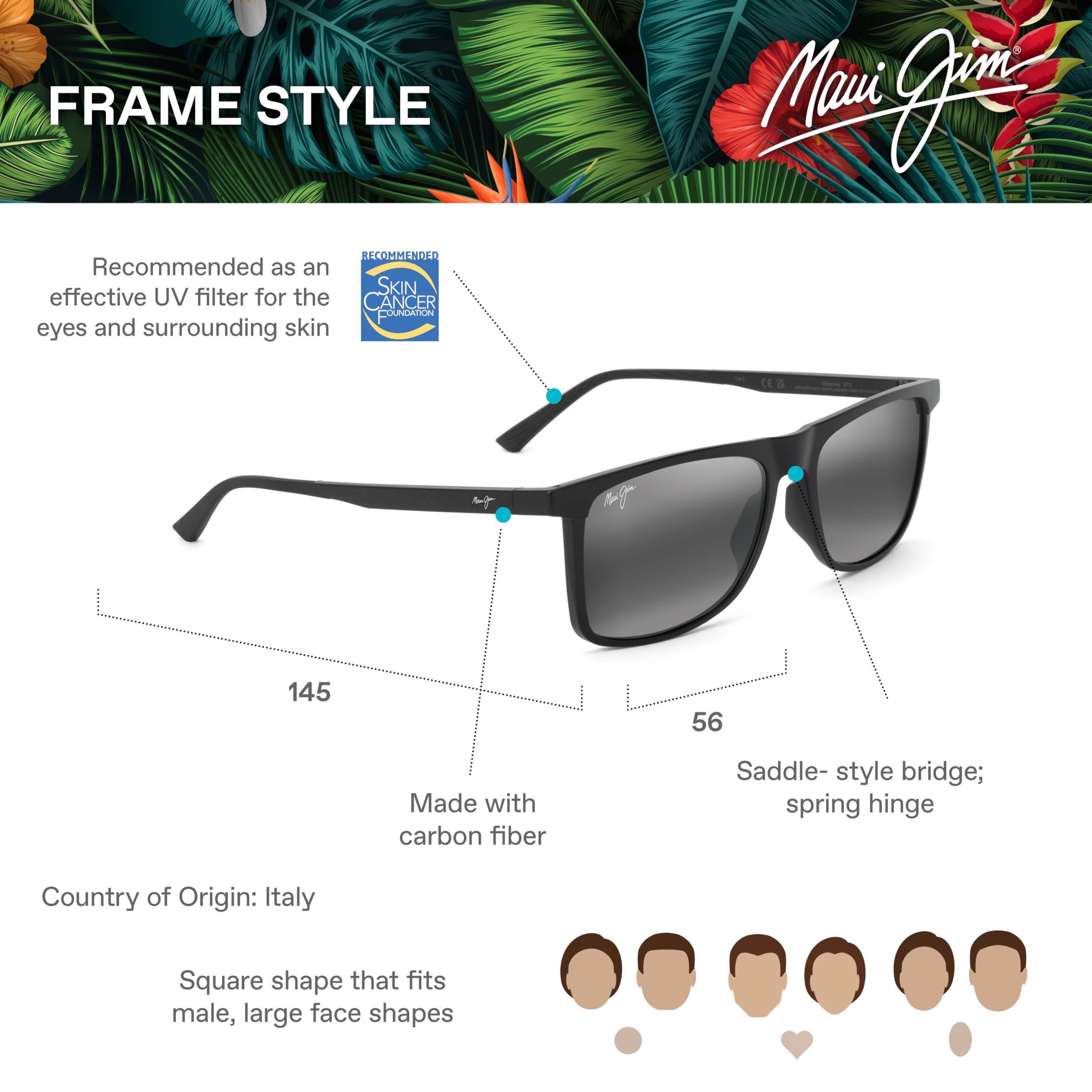 Maui Jim Makamae Unisex Polarized Sunglasses for Men & Women – UV Protection, Lightweight & Stylish for Outdoor Activities, Beach, Driving & Travel