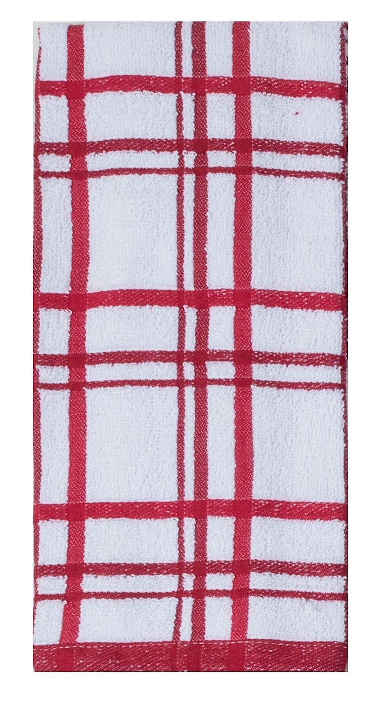 Kay Dee Designs 2-Piece Just Roll With It Kitchen Towel Set - Embroidered Flour Sack & Cinnabar Windowpane Terry Towels for Cooking, Baking & Kitchen Decor