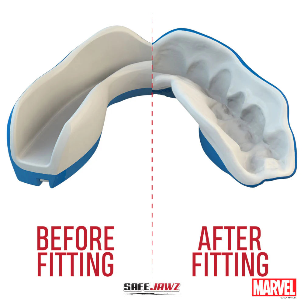Marvel Captain America Mouthguard for Sports - SafeJawz Protective Dental Guard for Football, Boxing & MMA - Perfect for Kids & Adults