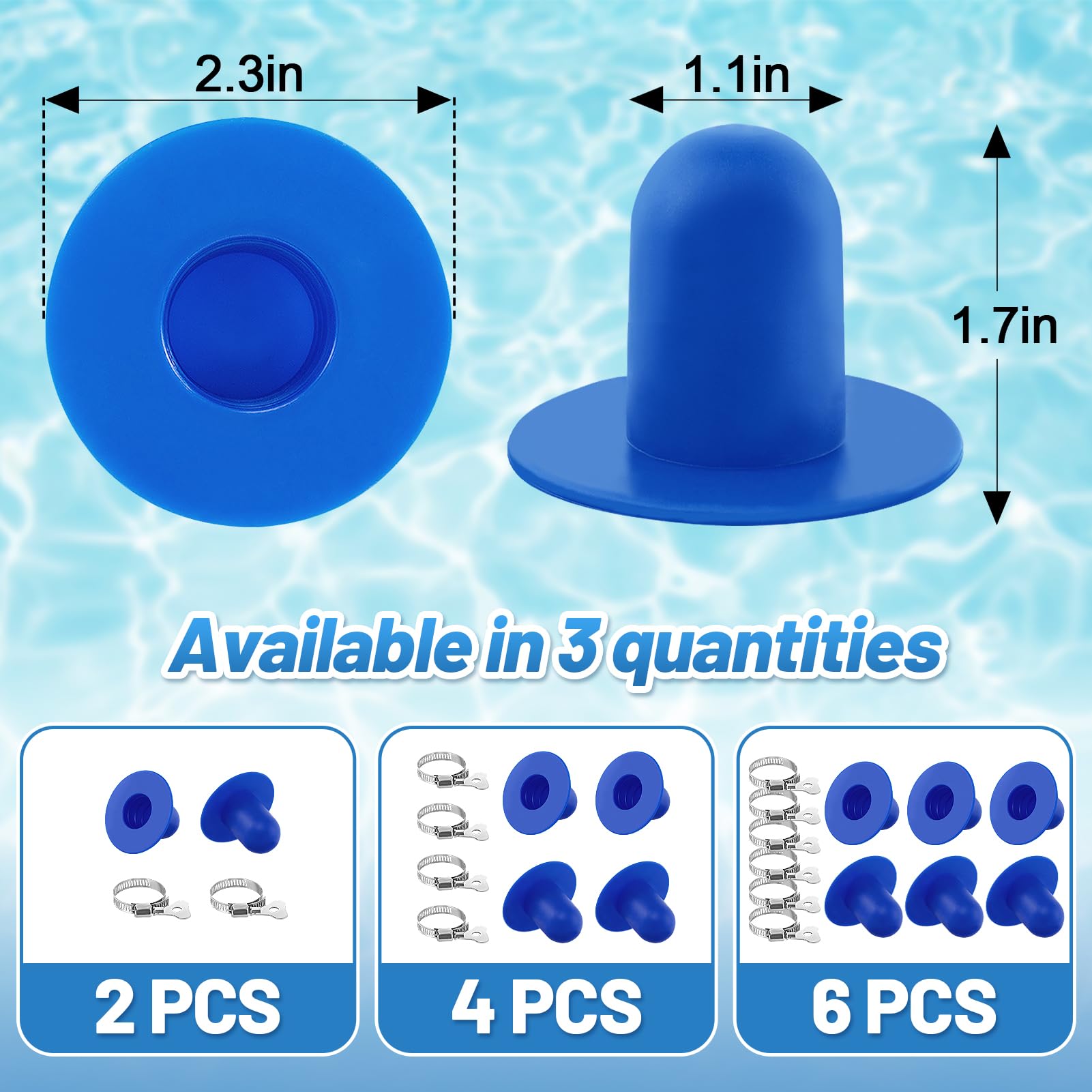 6pcs Above Ground Pool Plugs - Replacement Pool Stopper Plugs for Intex Coleman Bestway Pools, Blue Pool Filter Pump Hole Plugs | Perfect for Pool Maintenance & Winterization