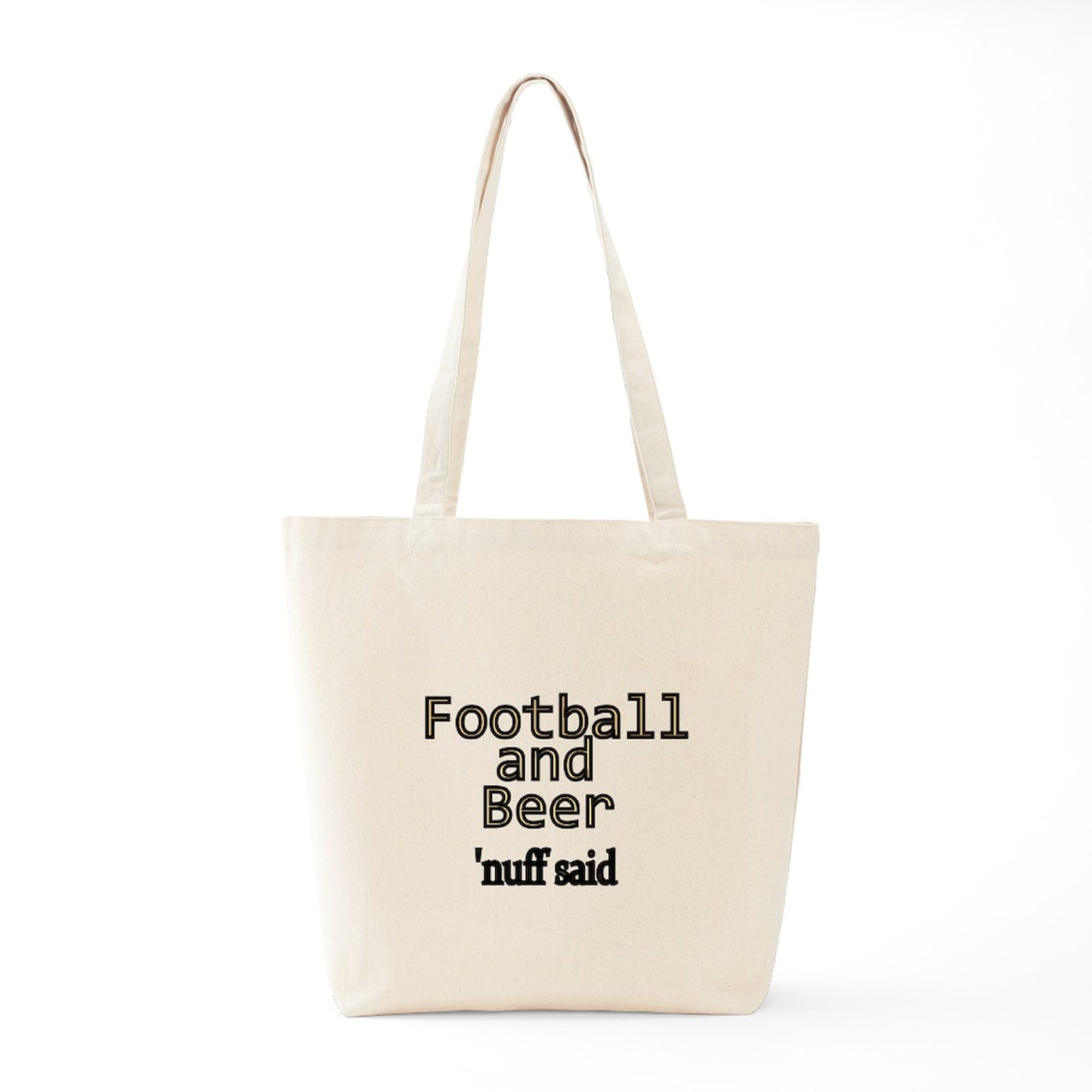 Football and Beer Tote Bag - Natural Canvas Reusable Shopping Bag for Groceries, Beach, and Sports Events | Eco-Friendly & Durable