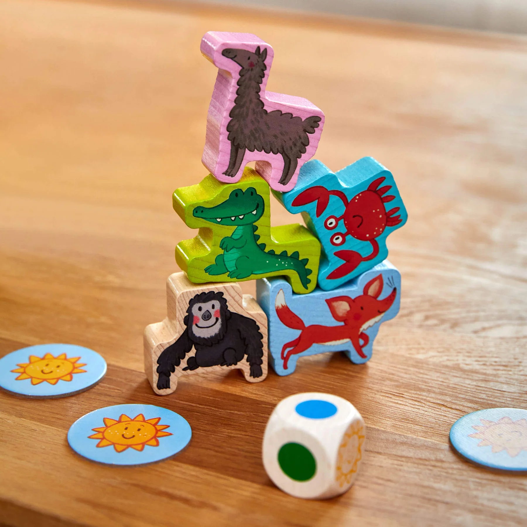 Animal Upon Animal Stacking Game - Fun Wooden Animal Balancing Game for Kids & Family - Perfect for Preschool Learning, Party Games & Family Bonding Time
