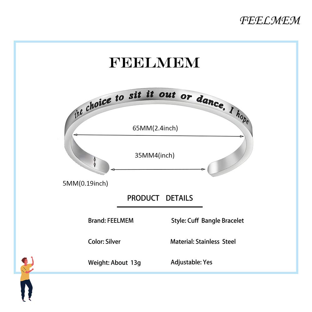 FEELMEM Dancer Bracelet - Inspirational Dance Cuff Bangle for Dance Teachers & Lovers - Perfect Gift for Dance Recitals, Performances & Practice Sessions