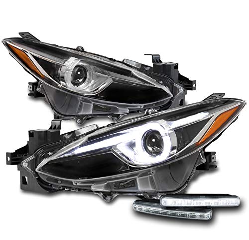 Halo LED Tube Halogen Projector Headlights Black with 6