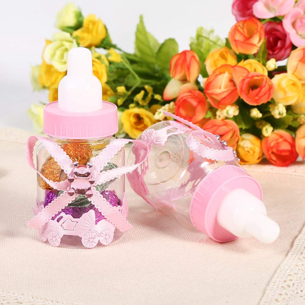 50Pcs Reusable Plastic Shower Bottles - 1.6 x 3.5 Inch Fillable Candy Containers for Baby Shower, Birthday Party Decorations - Perfect for Wedding Favors, Candy Buffets & DIY Craft Projects