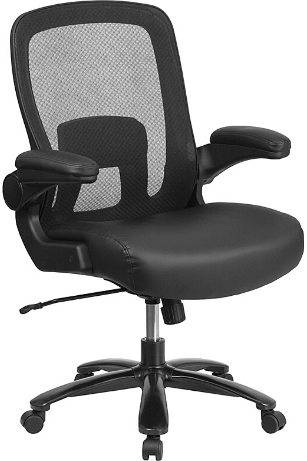 Hercules Big & Tall 500 lb Capacity Black Mesh & Leather Executive Office Chair - Ergonomic Design with Adjustable Lumbar Support - Perfect for Home Office, Gaming & Professional Workspaces