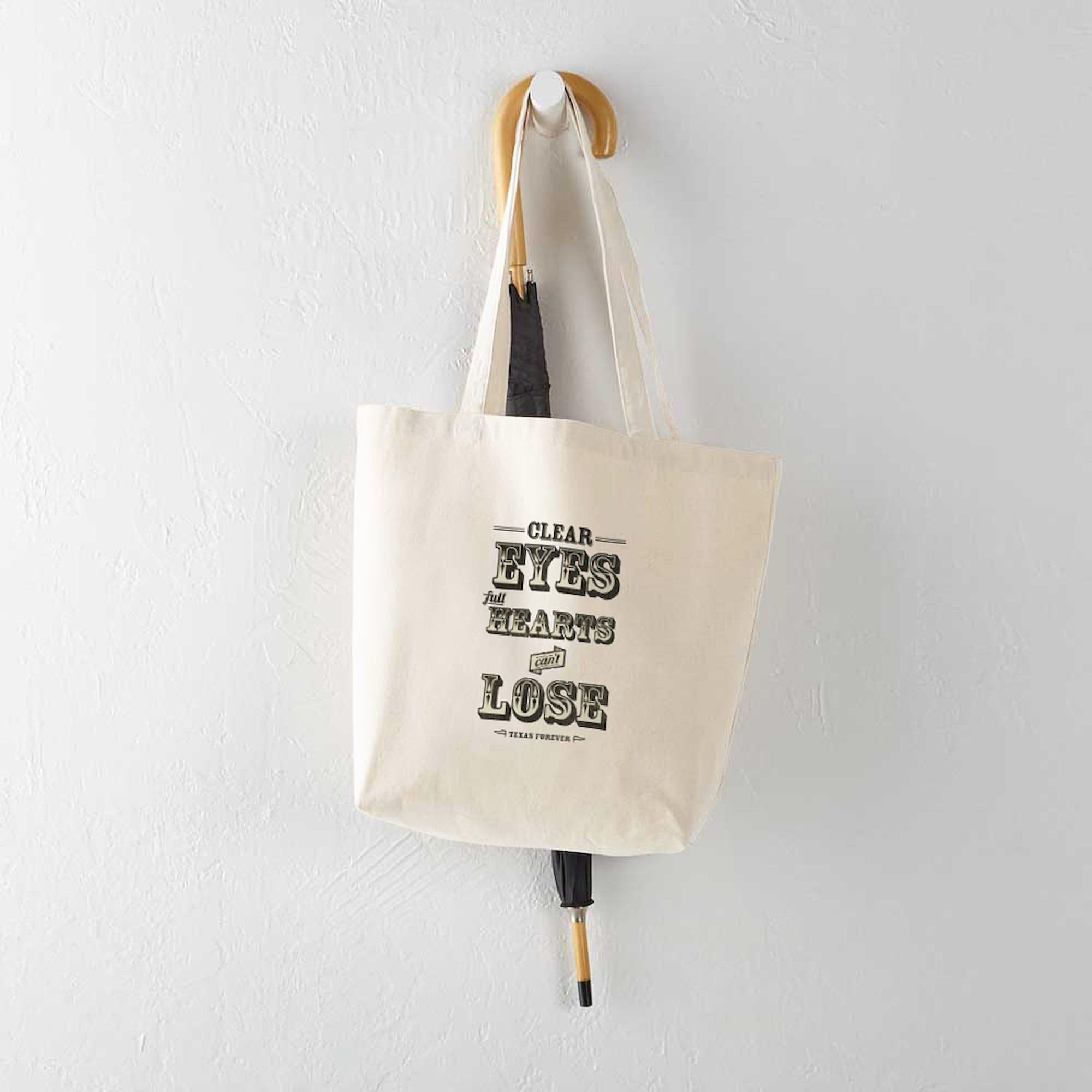 Clear Eyes Full Hearts Tote Bag - Natural Canvas Reusable Shopping Bag for Groceries, Beach & Everyday Use | Eco-Friendly Cotton Tote with Inspirational Quote