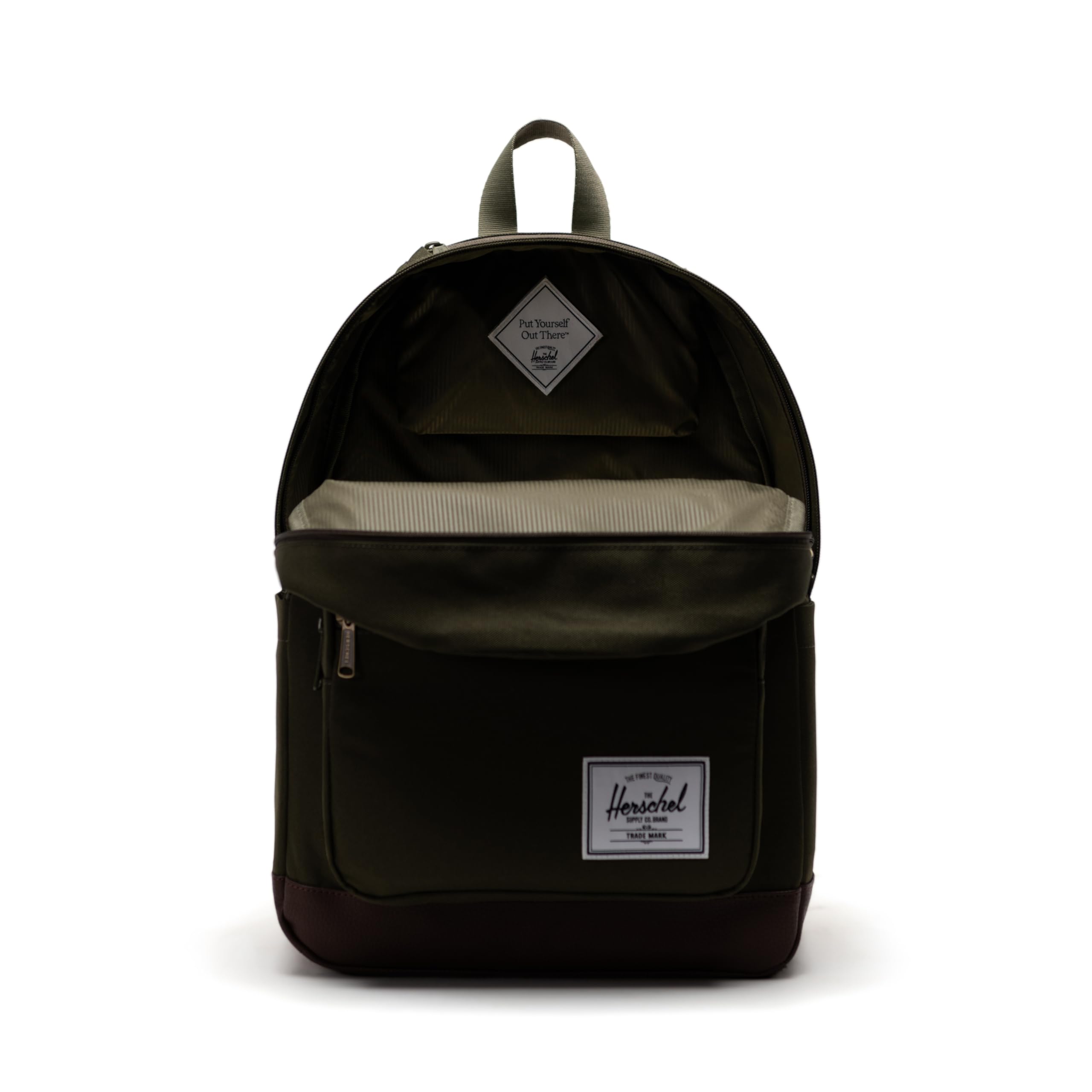 Herschel Supply Co. Pop Quick Backpack - Water-Resistant Daypack for School, Travel & Commuting - Green/Chicory Coffee - Lightweight Laptop Backpack with Front Pocket & Padded Straps