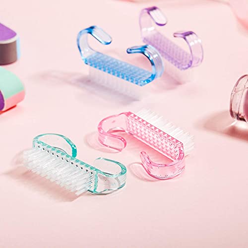 Belicia 4-Piece Nail Cleaning Brush Set - Small Handle Nail Scrub Brushes for Manicure, Pedicure & Hand Care - Multicolor Nail Art Tools for Salon, Spa & Home Use