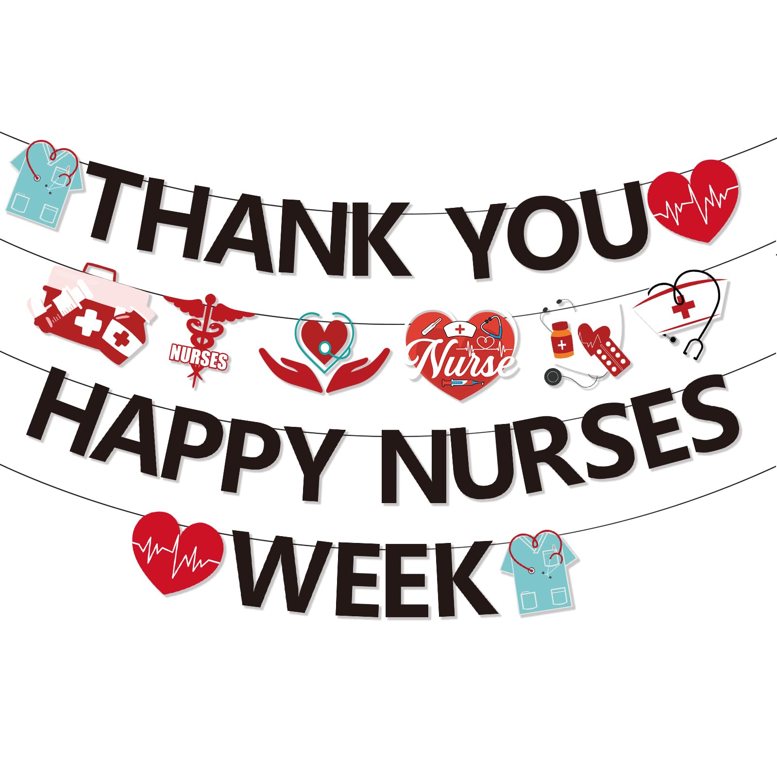 Nurses Week Banner Decorations - Happy Nurses Week & Thank You Banner for National Nurses Day - Perfect for Hospital Celebrations, Nurse Appreciation Parties & Healthcare Worker Events