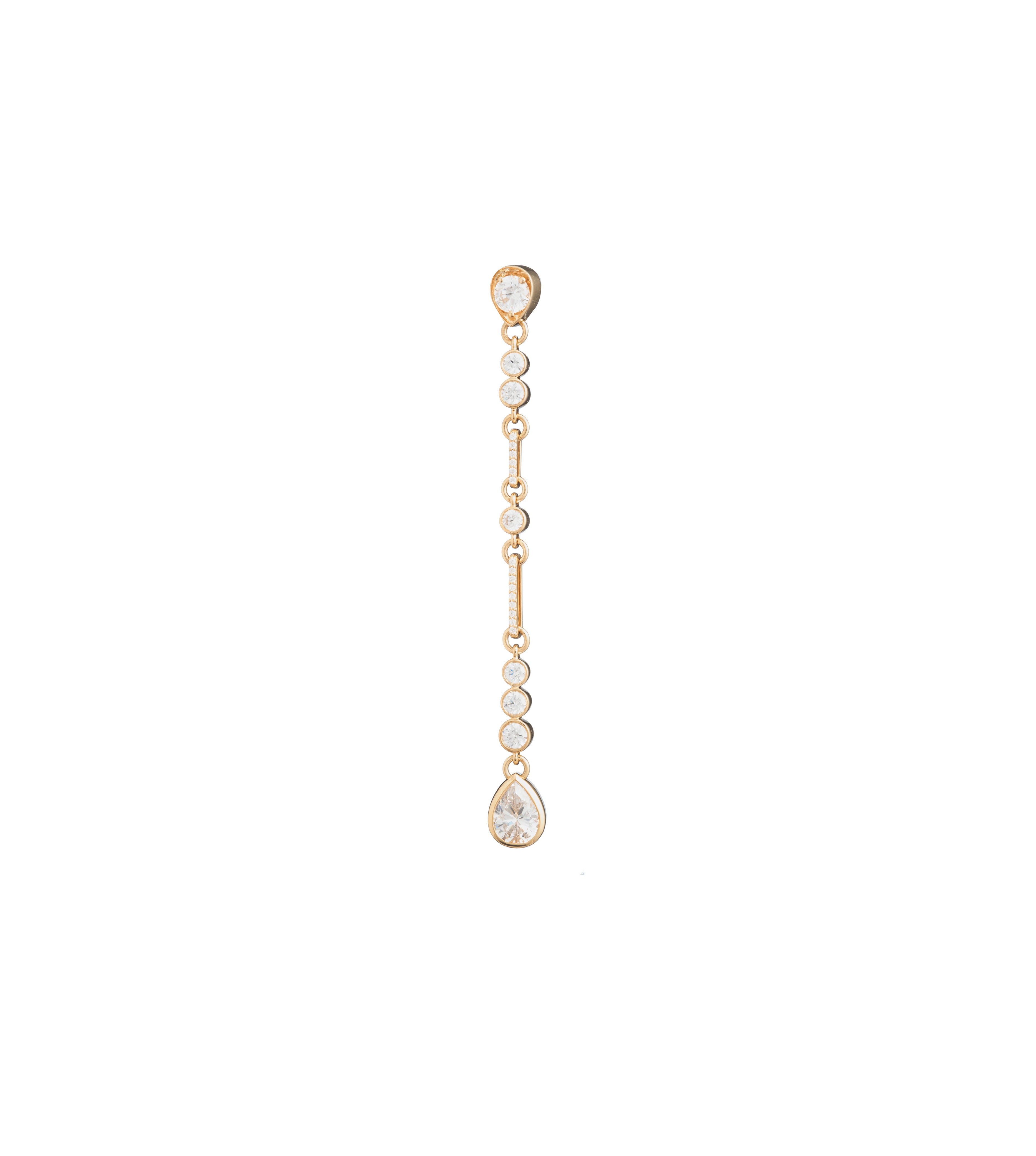 Forever & Always Linear Duster Earrings - Yellow Gold with Pear & Round Diamonds | Elegant Wedding & Evening Party Jewelry