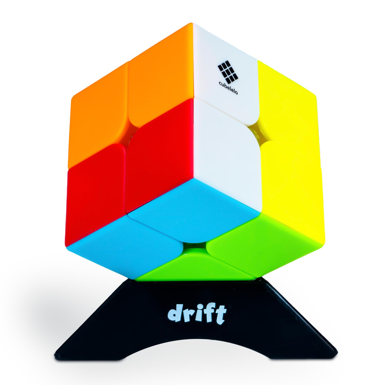 Premium Drift 2x2 Stickerless Speed Cube with Stand – Smooth Fast Turning, Adjustable Tension, Durable Design for Kids & Adults – Perfect for Speedcubing, Competitions & Brain Training