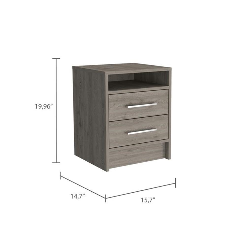 TUHOME Eter Nightstand - Modern Gray Engineered Wood Bedside Table with Storage Shelf | Perfect for Small Spaces, Bedrooms & Guest Rooms