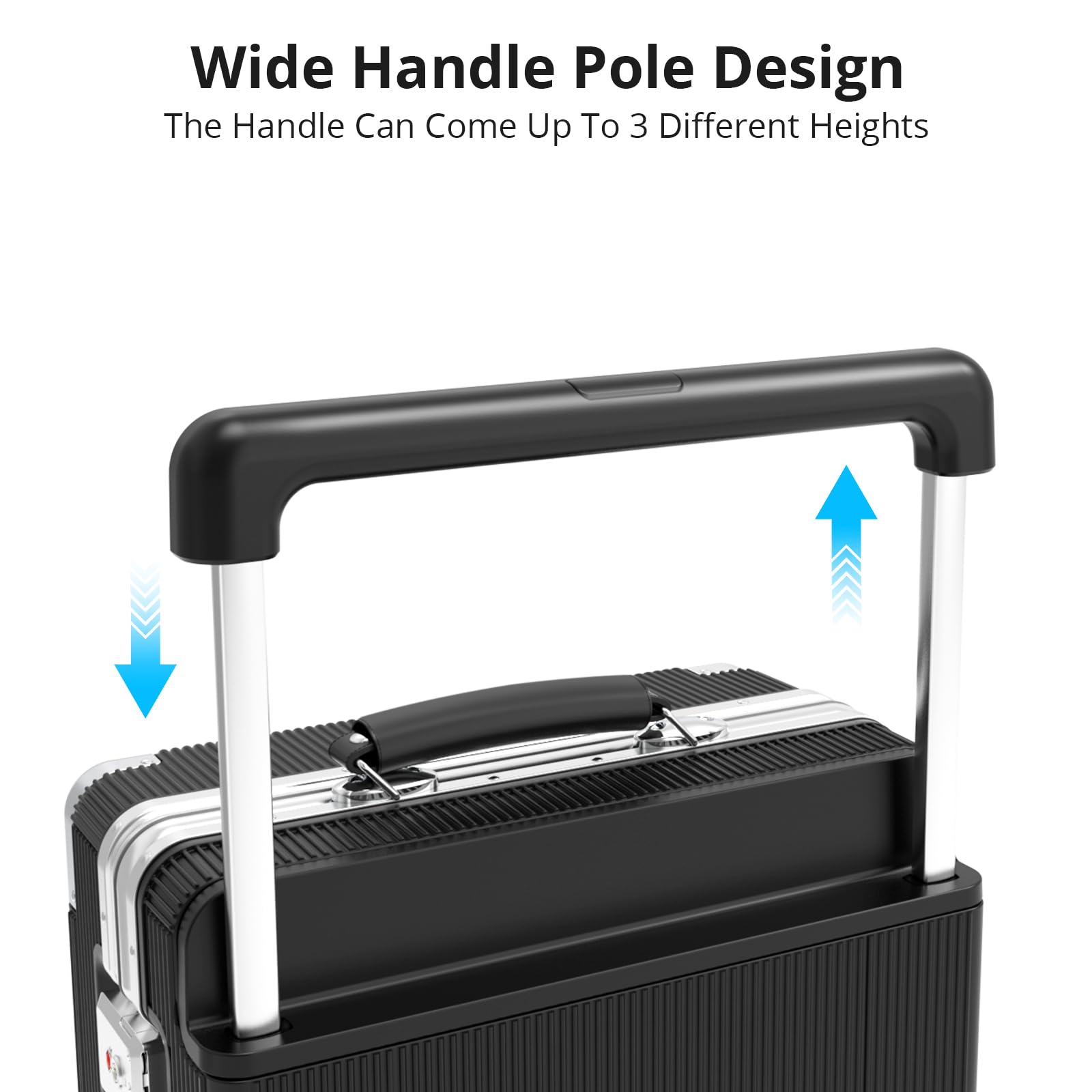 20 Inch Carry On Luggage with Wide Handle - TSA Lock, Ultra-Quiet Spinner Wheels & Aluminum Frame Hard Shell Suitcase (Black) | Perfect for Air Travel, Business Trips & Weekend Getaways