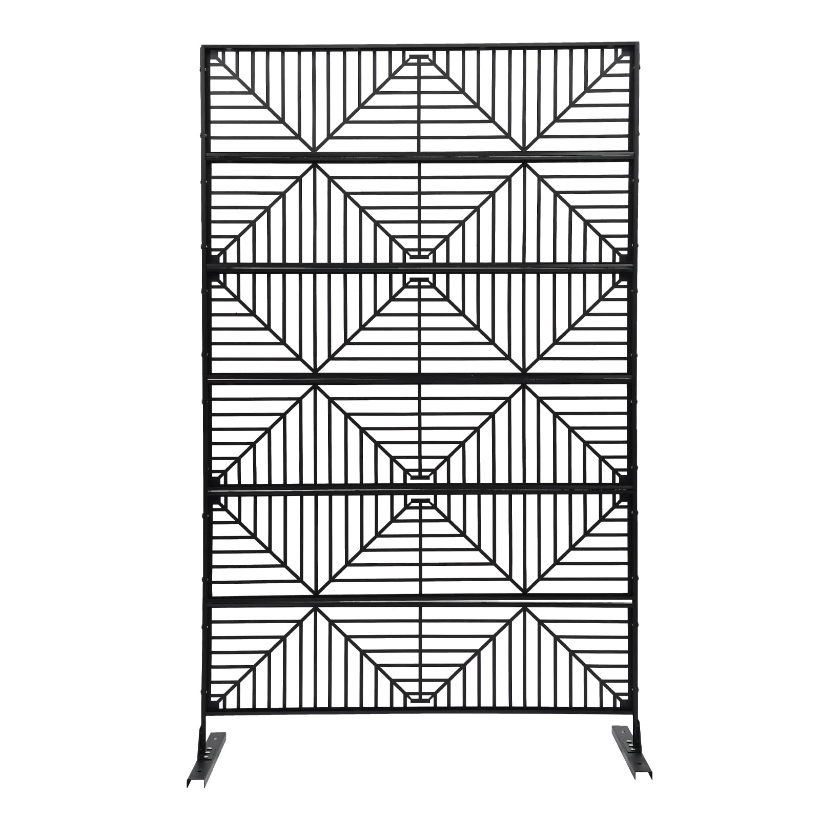 Freestanding Metal Privacy Screens for Outdoor & Indoor Use - Decorative Room Divider, Patio Fence, Balcony Screen with Stand (Stripe Design) - Perfect for Poolside, Garden, and Home Decor