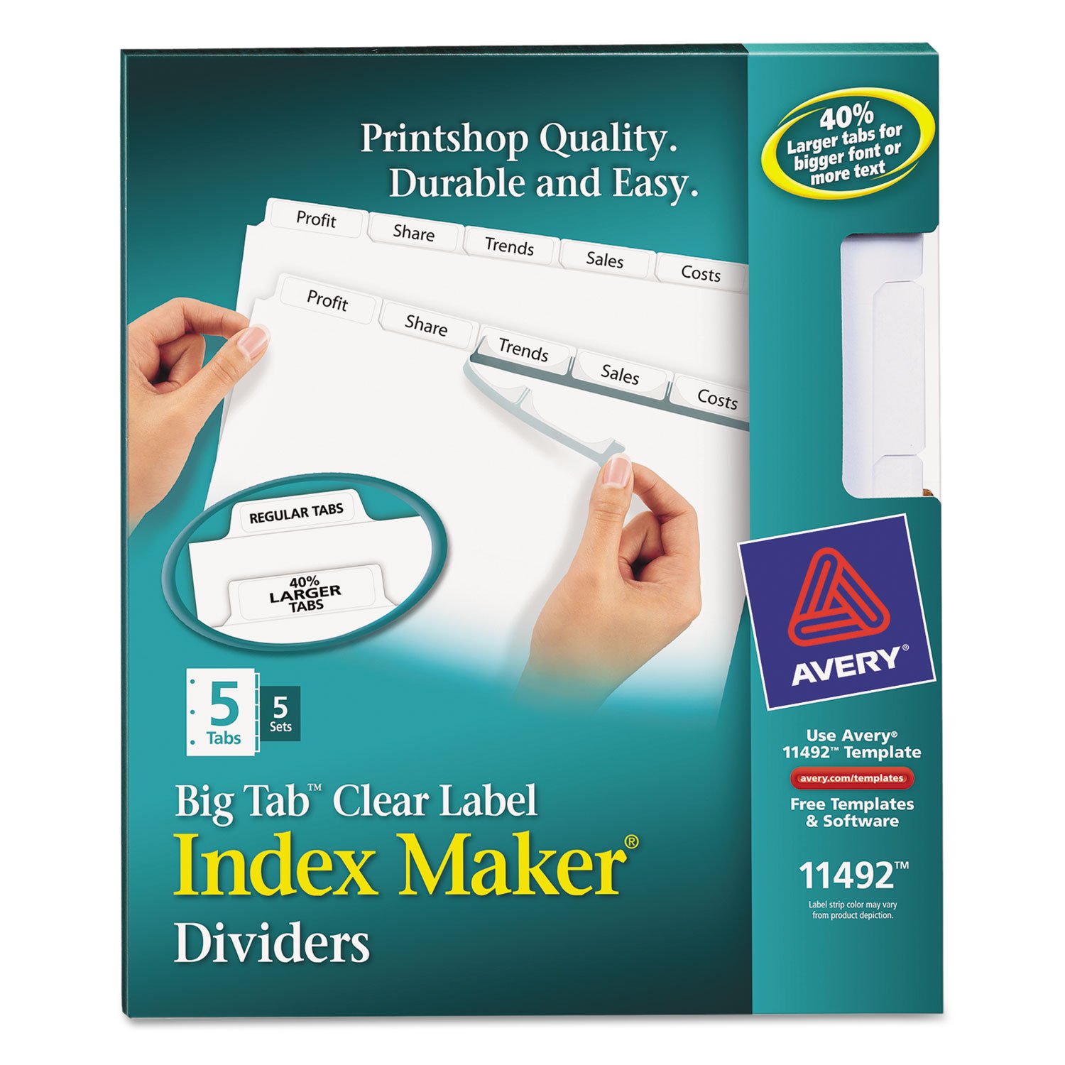 AVERY AVE11492 Big Tab Index Maker Clear Label Dividers - 8-Tab Set for Office, School & Home Organization | Durable Plastic Dividers for Binders, Files & Notebooks