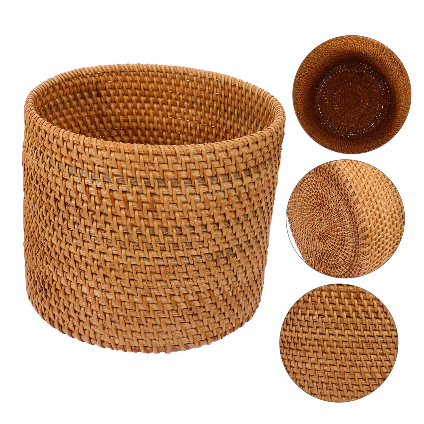 Baluue Rattan Storage Basket - Round Woven Grocery Basket for Kitchen, Tabletop Decor, Bread & Candy Storage | Reusable Home Organizer for Autumn Tablescape, Baby Shower & Farmhouse Style