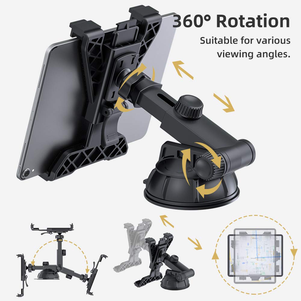 PLDHPRO Adjustable Car Tablet Holder Mount for 6-11 Inch Tablets - Universal Dashboard, Air Vent & Windshield Stand with Suction Cup - Compatible with iPad, Galaxy Tab, Z Fold - Perfect for Road Trips, GPS Navigation & Entertainment in Cars & Trucks