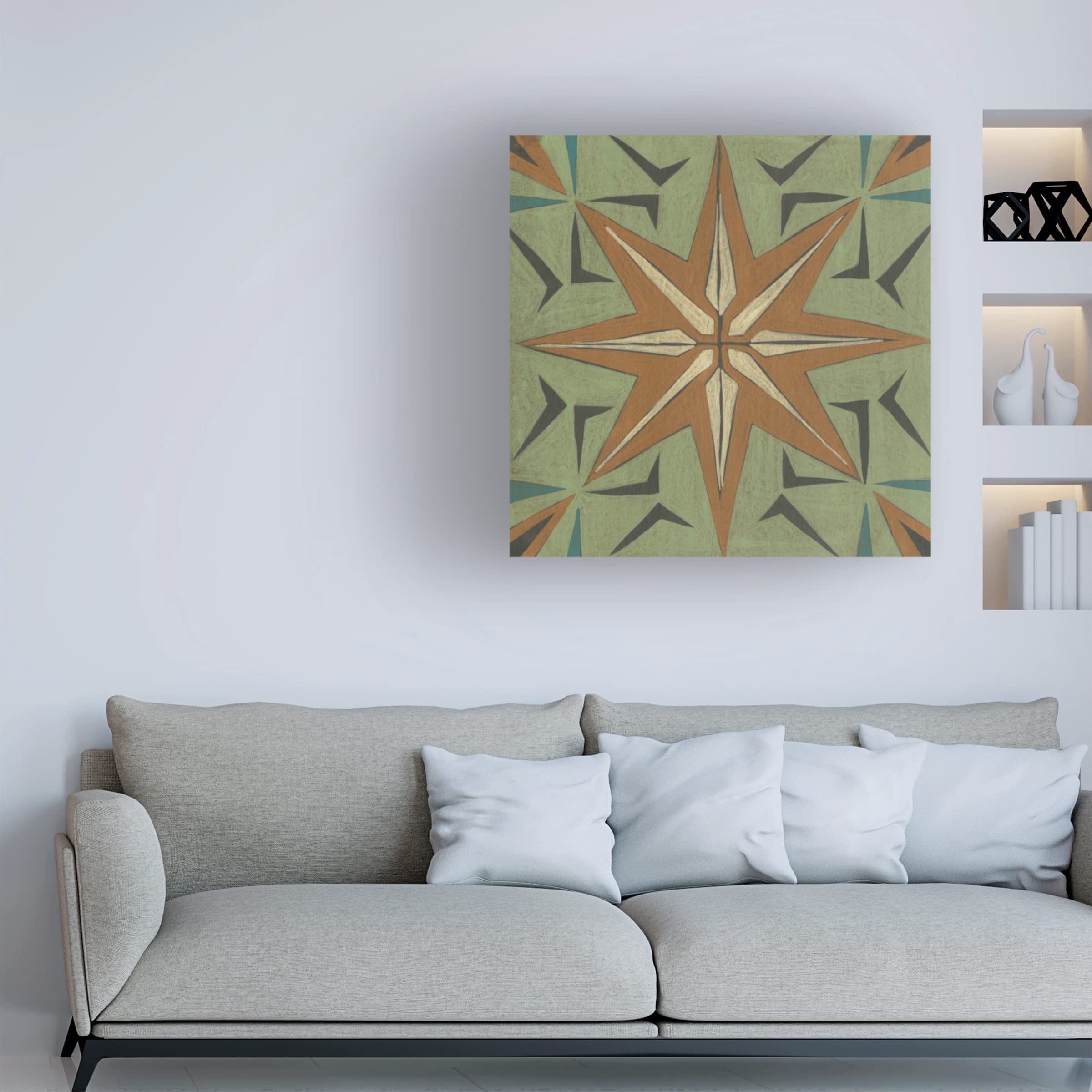 Trademark Fine Art 'Fraser Tile III' Canvas Wall Art by Chariklia Zarris - Modern Abstract Painting for Living Room, Bedroom & Office Decor