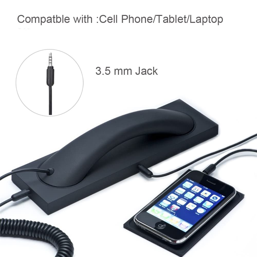 Vintage Phone Headset 3.5mm Mic for iPhone Samsung - Anti-Radiation for Office Calls