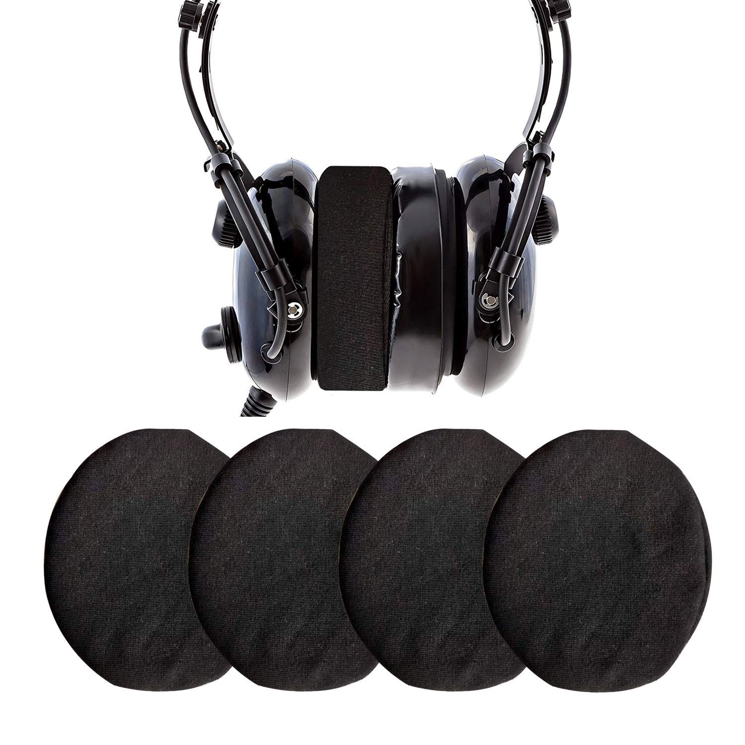 Ancable 2-Pairs Washable Headphone Earpad Covers - Soft Cloth Replacement Cushions for Over-Ear Headphones (Black) | Perfect for Gym Workouts, Aviation, Racing, Gaming & More
