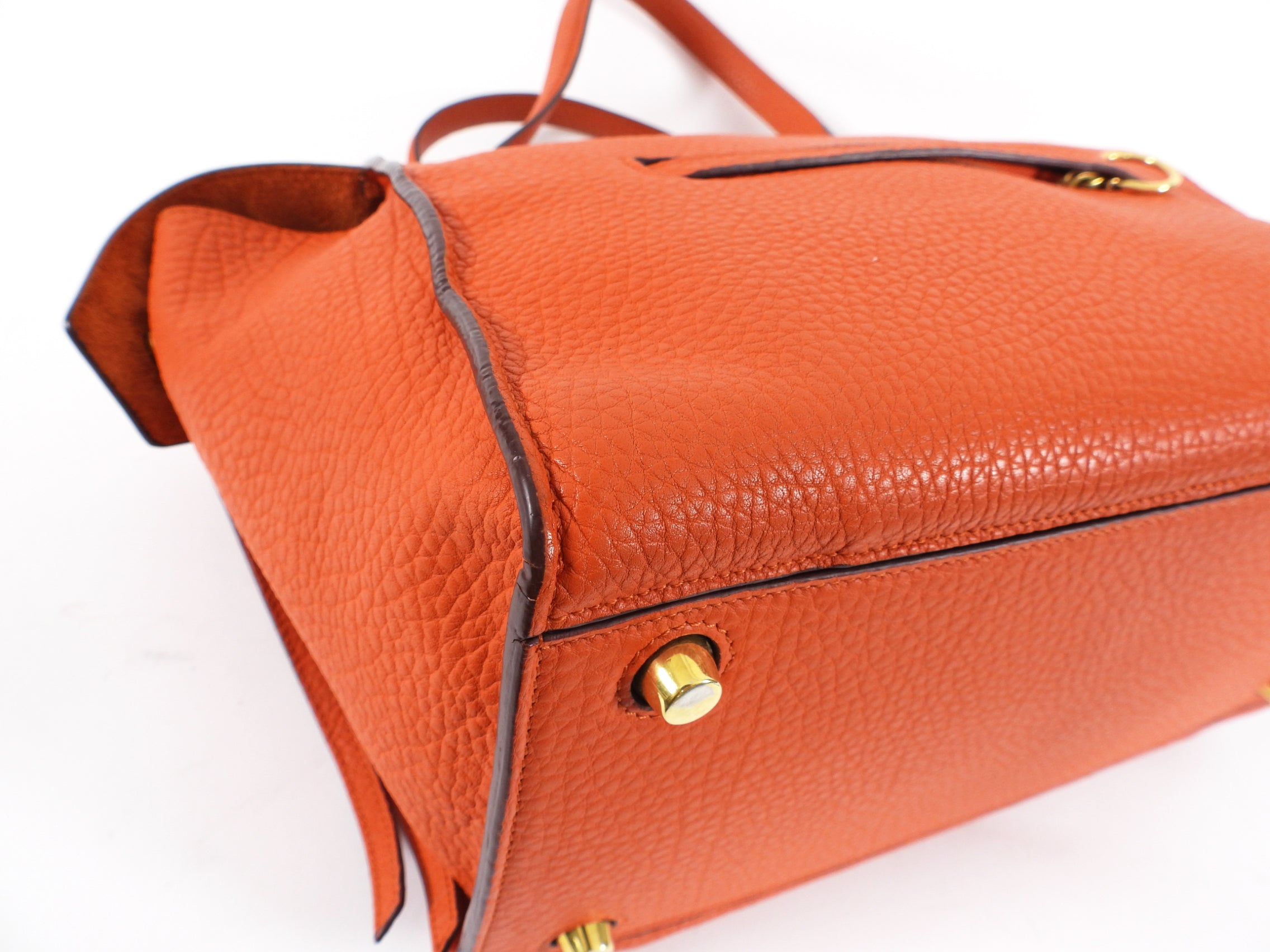 Celine Small Ring Bag in Orange Grained Leather - Luxury Crossbody Purse for Women, Perfect for Date Night & Evening Events