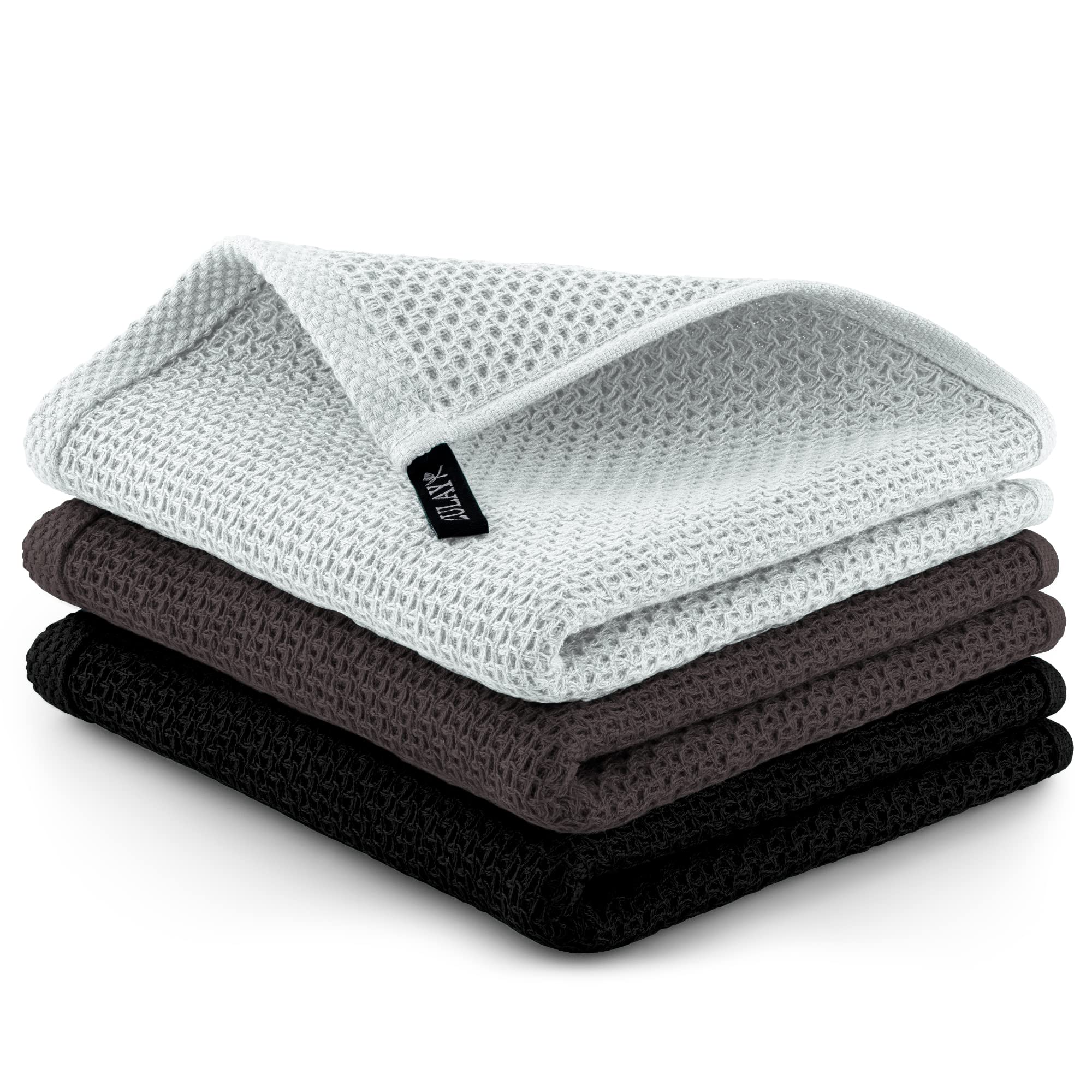 Zulay Premium 3-Pack 100% Cotton Waffle Weave Kitchen Towels - 12x12