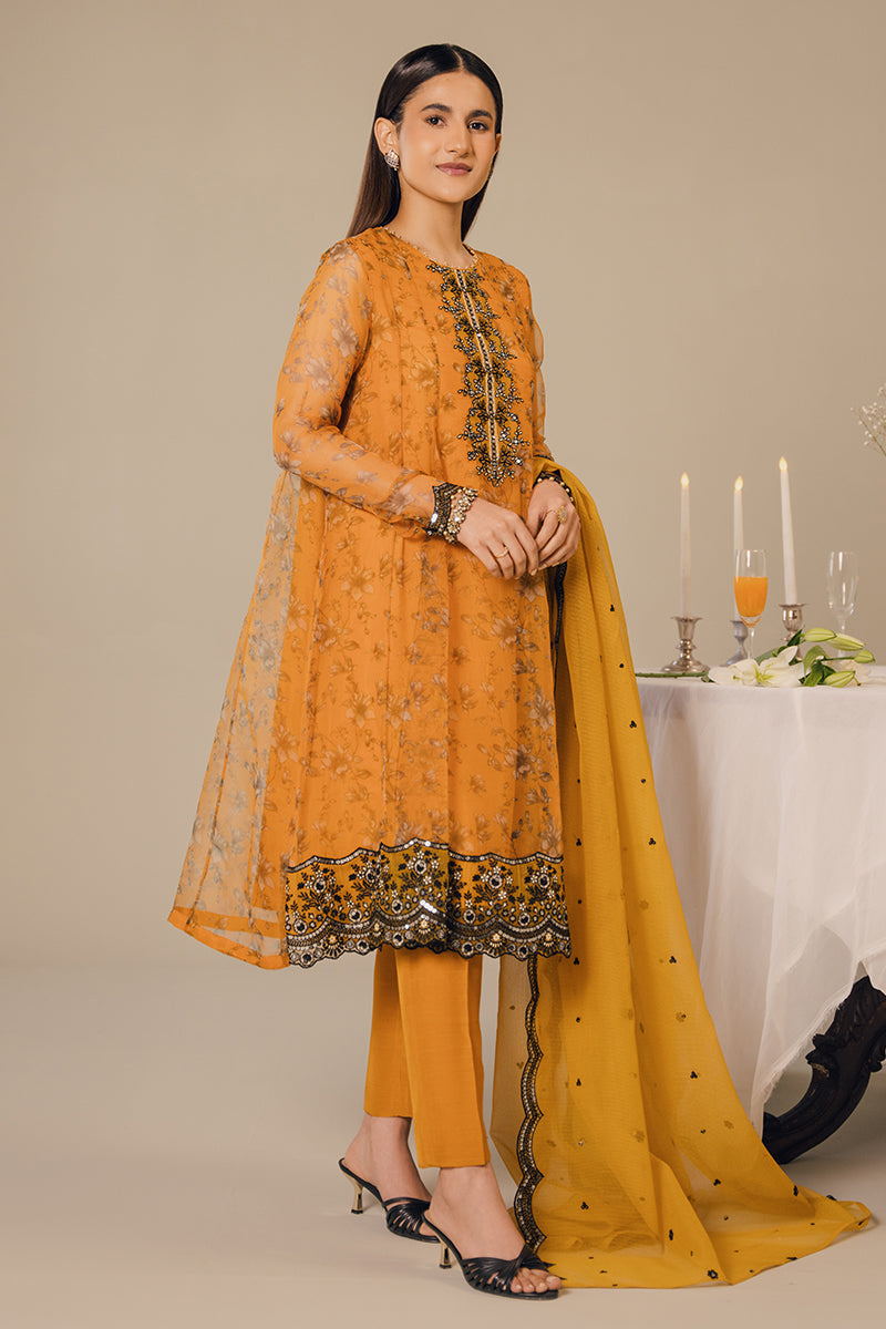 Elegant HARVEST GOLD 2PC Set (Embroidered Shirt & Dupatta) - Traditional Indian Ethnic Wear for Weddings, Festivals & Special Occasions