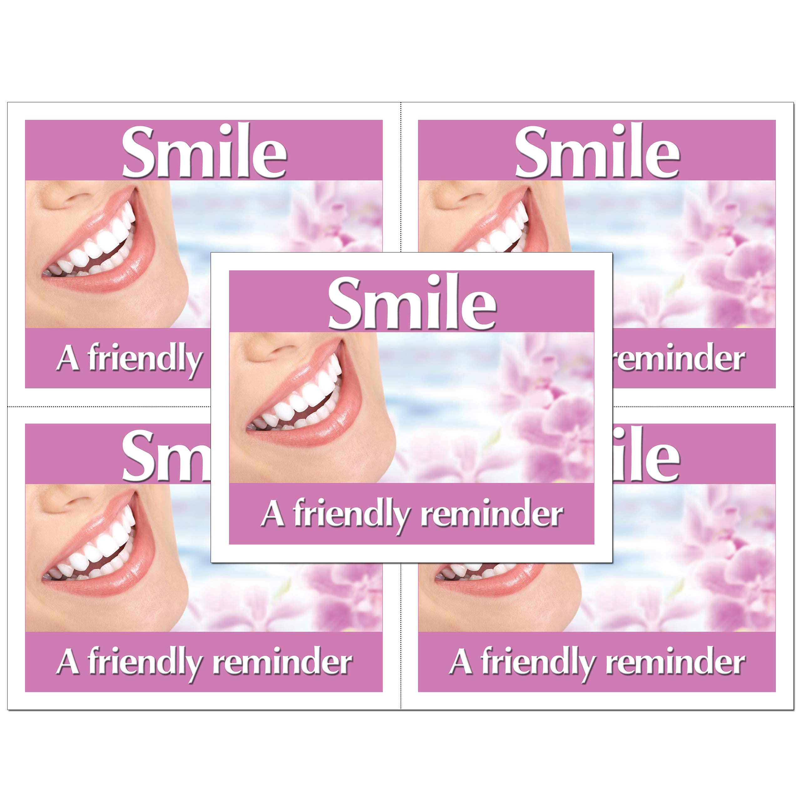 Customizable Dental Laser Appointment Reminder Postcards - 4 Micro Perforated Cards per Sheet (4.25