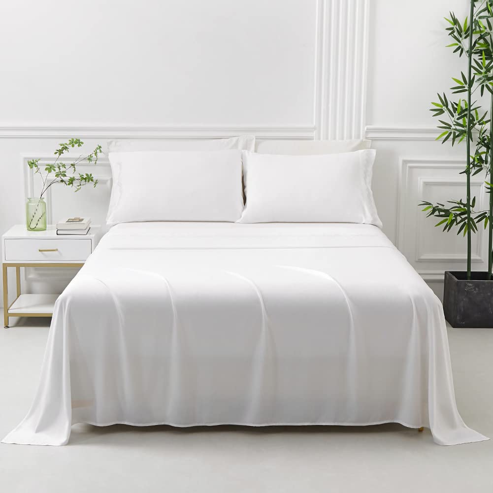 MEILA Cooling Bamboo Rayon Sheet Set - Queen Size, Deep Pocket Fits Mattress Up to 16