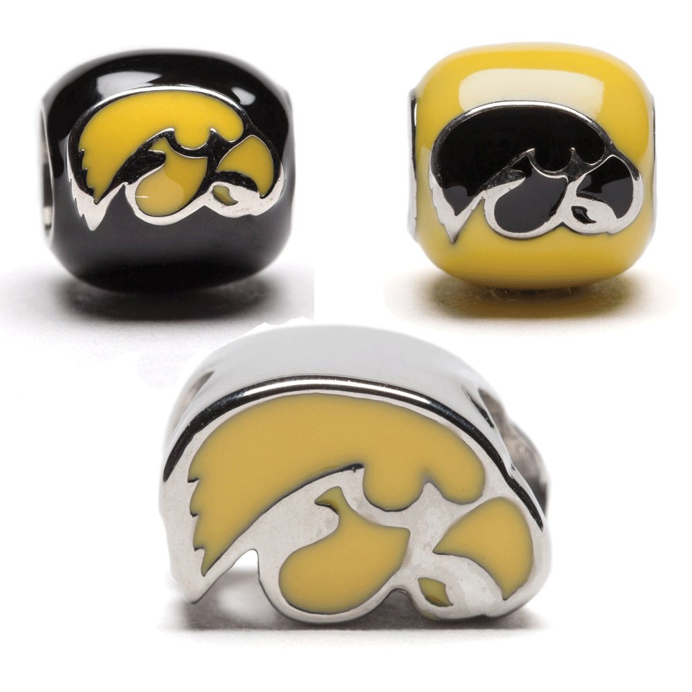 **Officially Licensed University of Iowa Jewelry - UI Hawkeyes Yellow & Black Stainless Steel Charms | UI Gifts for Students, Alumni & Fans | Perfect for Game Day, Graduation & Hawkeye Pride**
