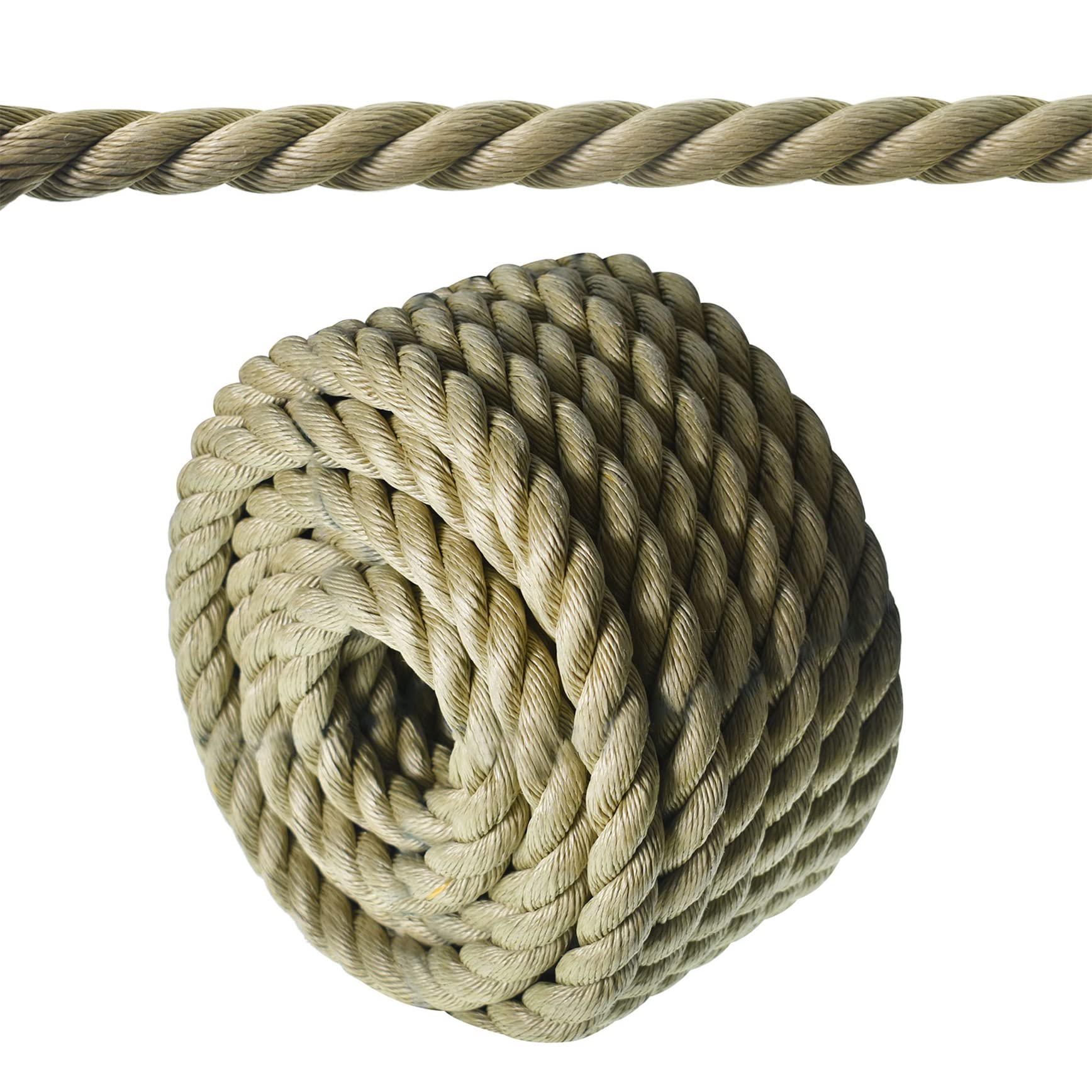 50 FT Twisted 3-Strand Polypropylene Rope - Synthetic Manila Rope for Tree Work, Camping, Boating & Swing - Heavy Duty Outdoor & Marine Use