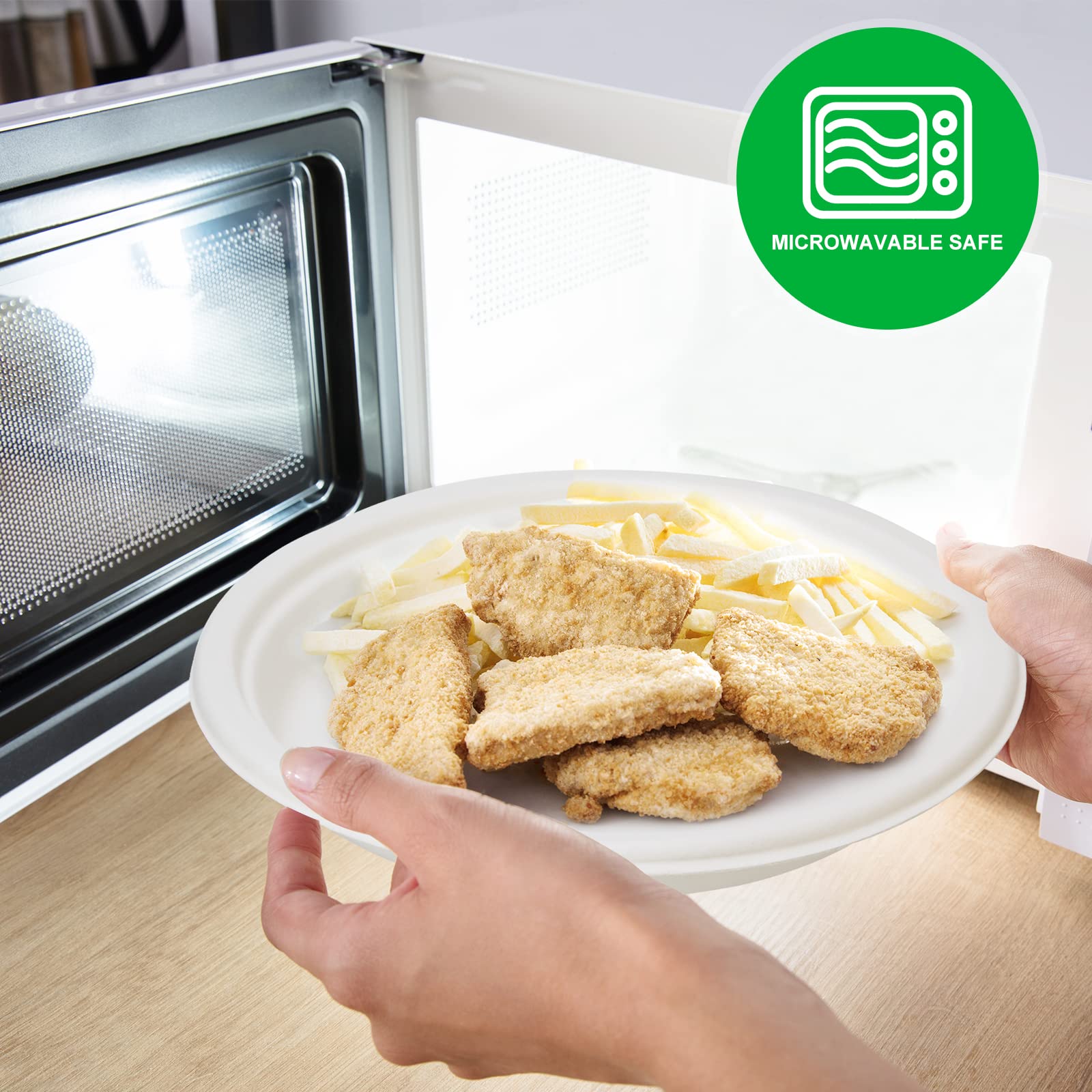 **125-Pack 10 Inch Compostable Paper Plates | Heavy Duty Biodegradable Bagasse Plates for Party, Wedding, BBQ & Dinner | Eco-Friendly Disposable Plates Bulk (White) – Perfect for Outdoor Events & Sustainable Gatherings**