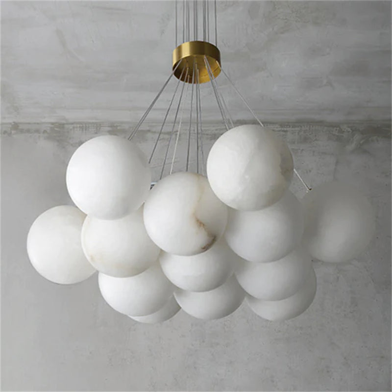 Modern Creative Alabaster Ball Chandelier - Elegant Crystal Ceiling Light Fixture for Dining Room, Bedroom & Living Room Decor | Perfect for Home, Hotel & Wedding Venue Lighting